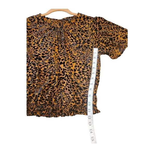 NWT Guess Women's Rhelin Wreckless Cheetah Print Top Brown Black M - Picture 8 of 10